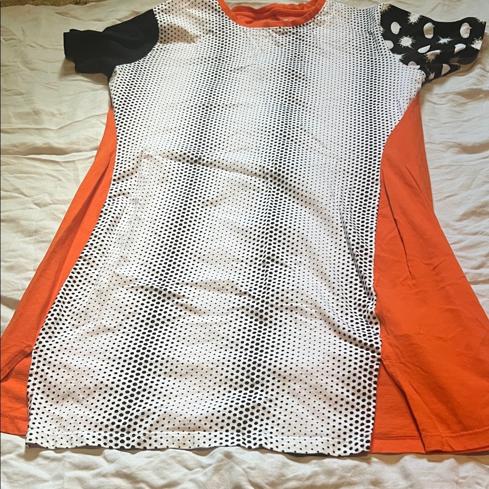 Asics Orange and Black Polka Dot Top